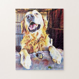Silly Golden Retriever Photograph Jigsaw Puzzle