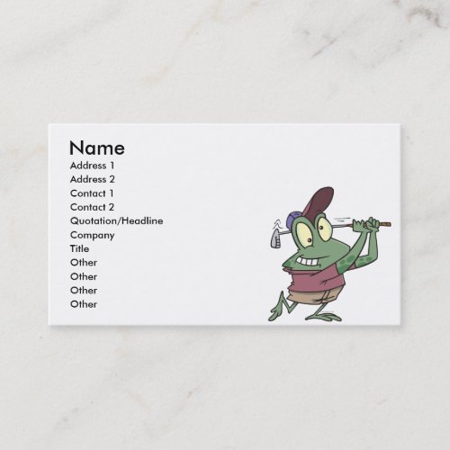 silly golfing golfer frog cartoon business cards