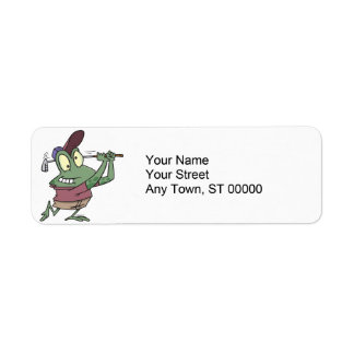 silly golfing golfer frog cartoon label