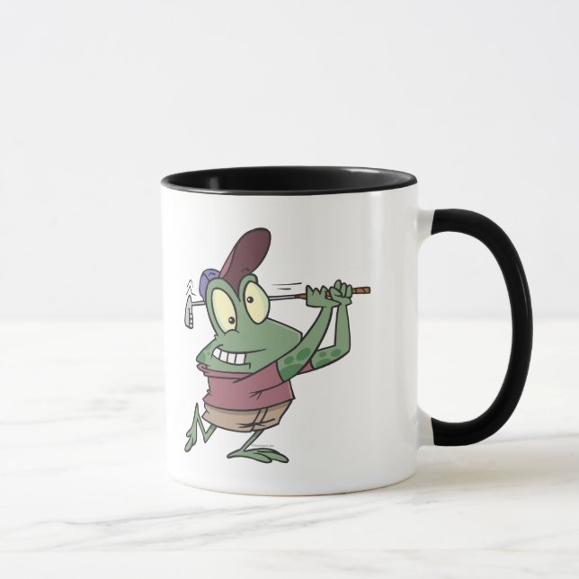 silly golfing golfer frog cartoon mug (Right)