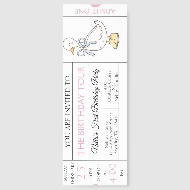 Silly Goode Birthday Invitation Ticket Bookmarks (Front)