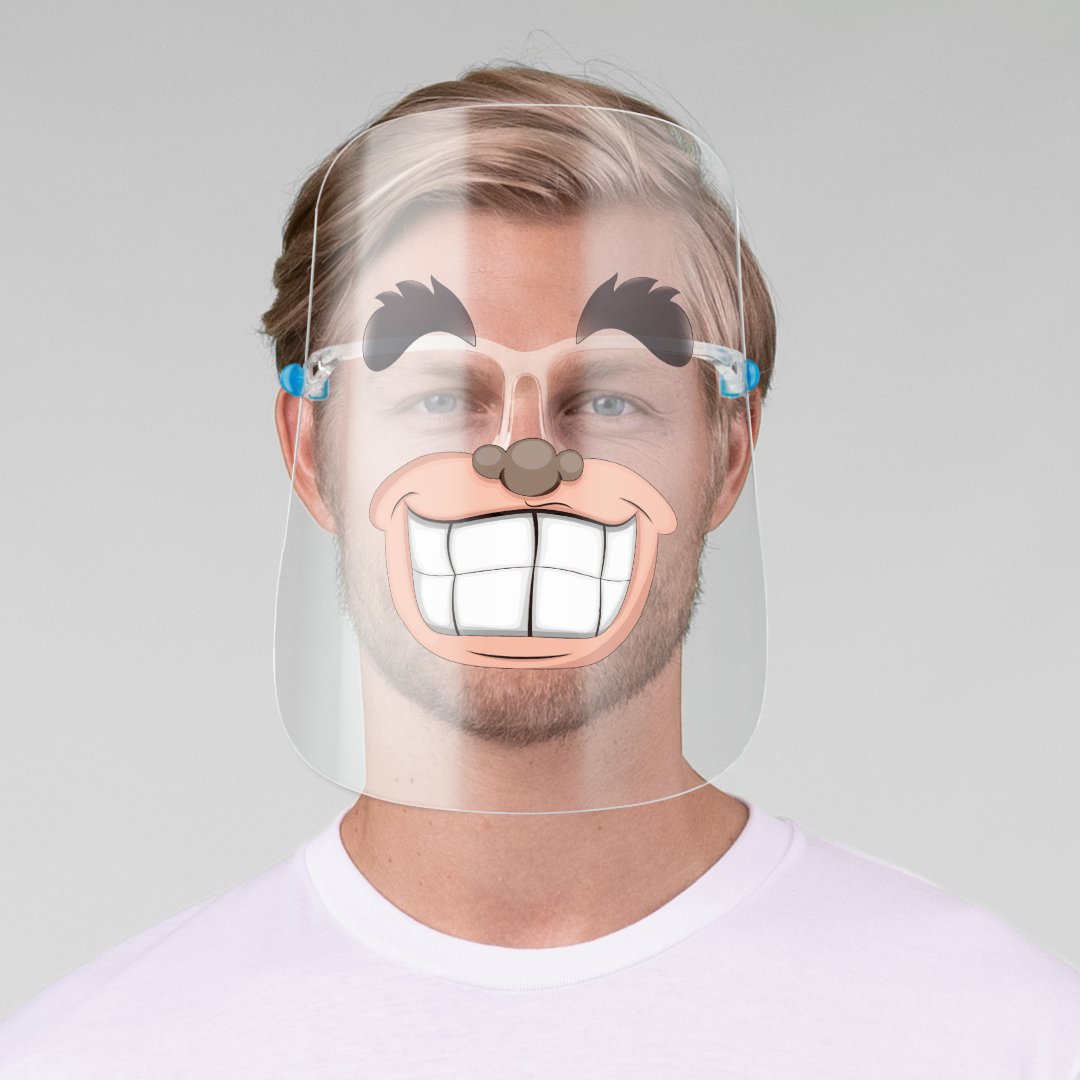 Silly Goofy Giant Smile Shaggy Eyebrows Kids Face Shield Zazzle