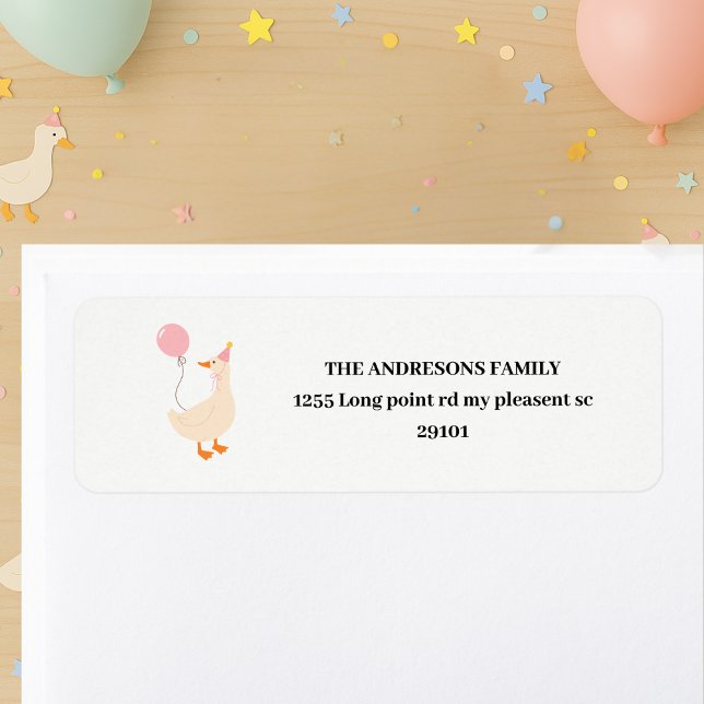 Silly Goose 1st Birthday Address Label | Colorful  (Creator Uploaded)