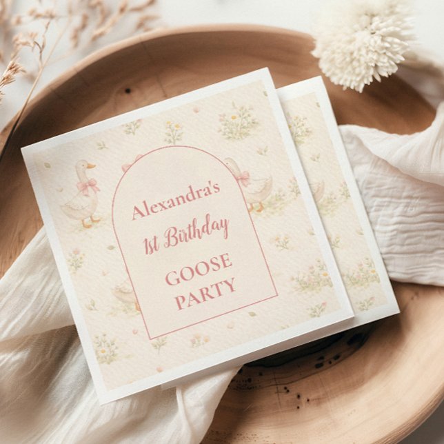 Silly Goose 1st Birthday Baby Shower Napkins (Creator Uploaded)