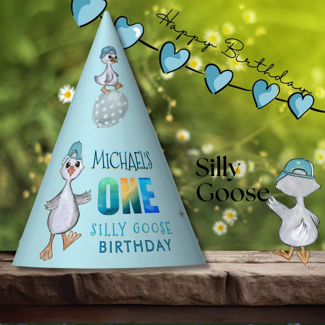Silly Goose 1st Birthday Blue Boy's Party Hat (Silly Goose 1st Birthday Blue Boy's Party Hat)