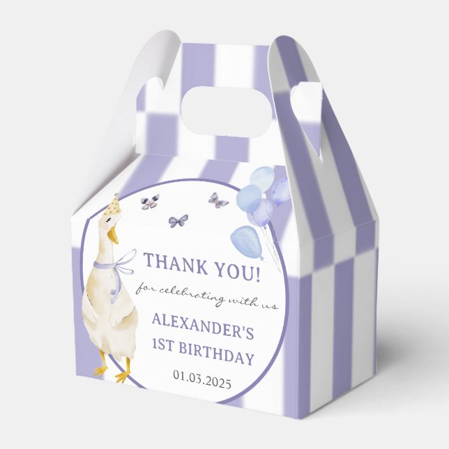 Silly Goose 1st Birthday Party  Favor Boxes (Front Side)