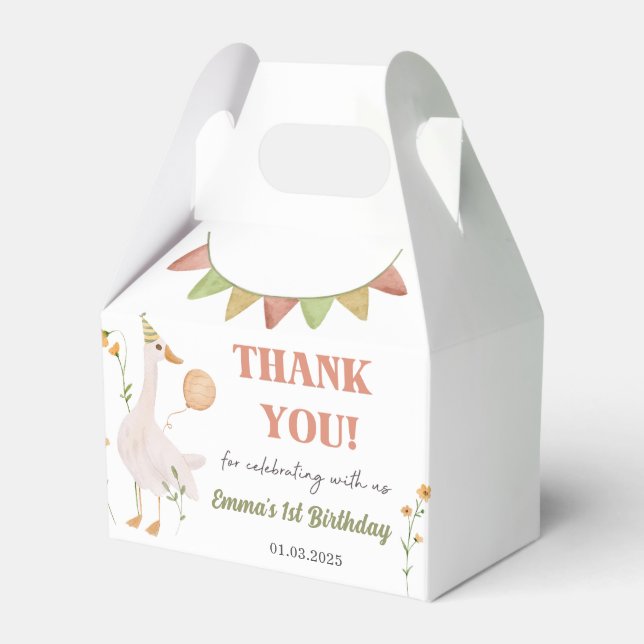 Silly Goose 1st Birthday Party  Favor Boxes (Front Side)