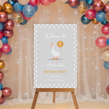 Silly Goose 1st Birthday Welcome Sign with Balloon
