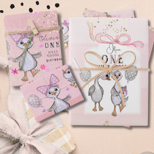 Silly Goose 1st Birthday Wrapping Paper Set