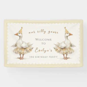 Silly Goose 3rd Birthday Yellow Watercolor Welcome Banner