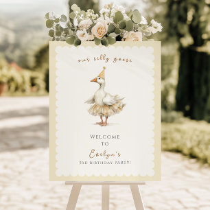 Silly Goose 3rd Birthday Yellow Watercolor Welcome Foam Board