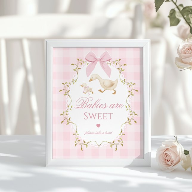 Silly Goose Babies are sweet Pink Gingham Poster (Creator Uploaded)