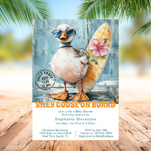 Silly Goose Baby On Board Summer Beach Baby Shower Invitation