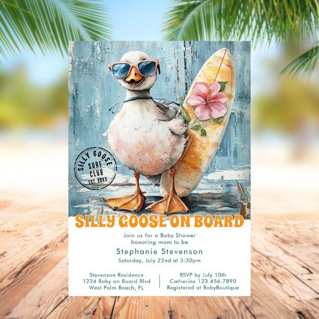 Silly Goose Baby On Board Summer Beach Baby Shower Invitation (Creator Uploaded)
