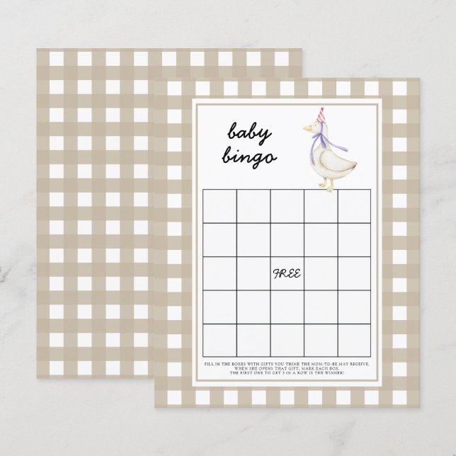 Silly goose - Baby shower bingo game (Front/Back)