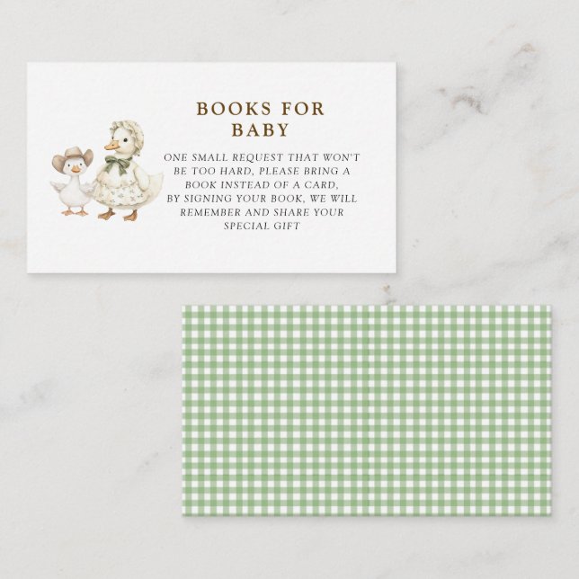 Silly Goose Baby shower book request Enclosure Card (Front/Back)