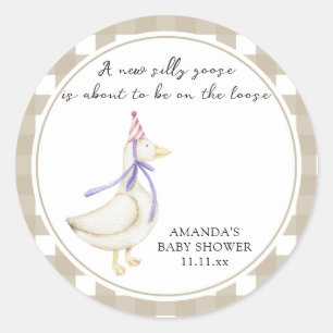 Silly Goose Baby Shower Classic Round Sticker