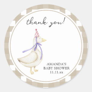 Silly Goose Baby Shower  Classic Round Sticker