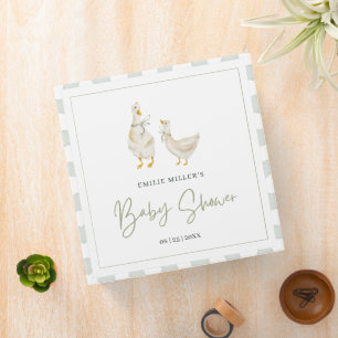 Silly Goose Baby Shower Gender Neutral Gingham 3 Ring Binder