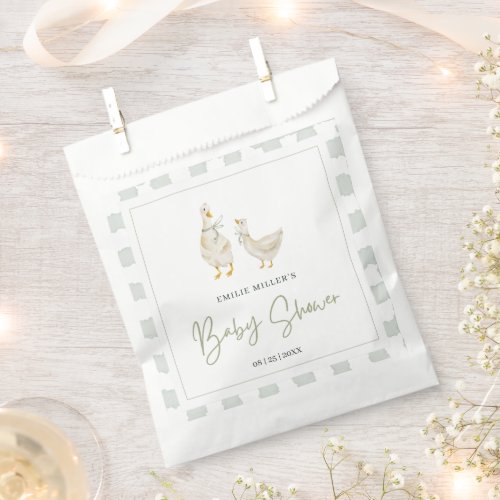 Silly Goose Baby Shower Gender Neutral Gingham Favor Bag