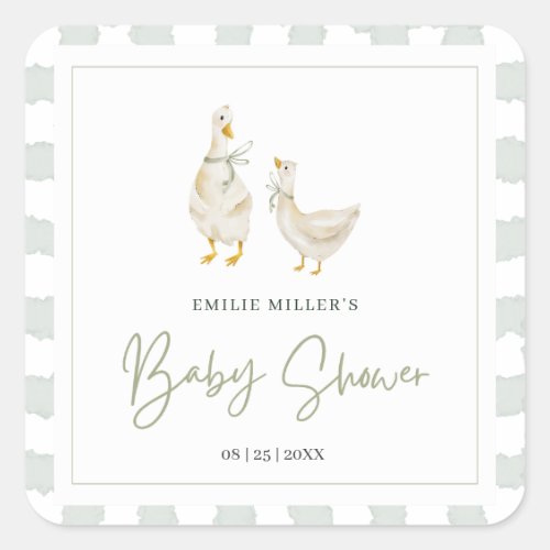 Silly Goose Baby Shower Gender Neutral Gingham Square Sticker