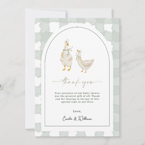 Silly Goose Baby Shower Gender Neutral Gingham Thank You Card