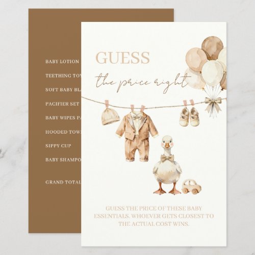 Silly Goose Baby Shower Guess the Price