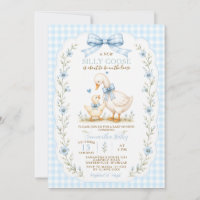 Silly Goose Baby Shower Invitation Boy Blue