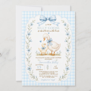Silly Goose Baby Shower Invitation Boy Blue