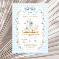 Silly Goose Baby Shower Invitation Boy Blue