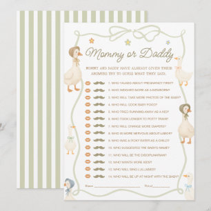 Silly Goose Baby Shower Mommy or Daddy Game Card
