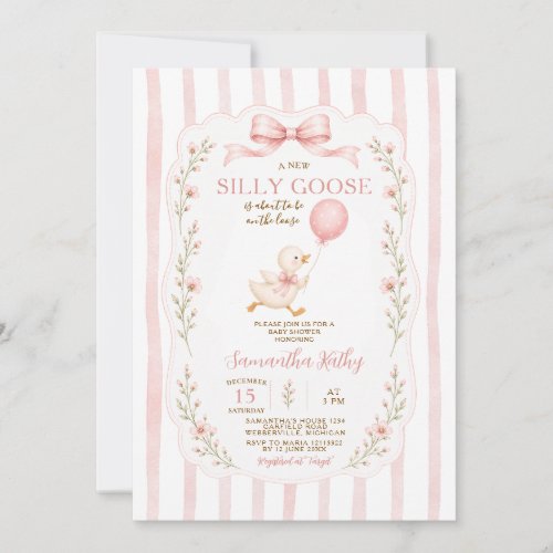 Silly Goose Baby Shower Stripes Invitation