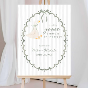 Silly Goose Baby Shower Welcome Sign, Sage Green Foam Board