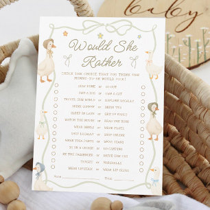 Silly Goose Baby Shower Would She Rather Game Card