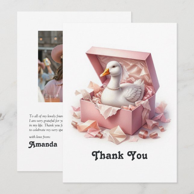 Silly Goose Bachelorette Party Photo Thank You Card (Front/Back)