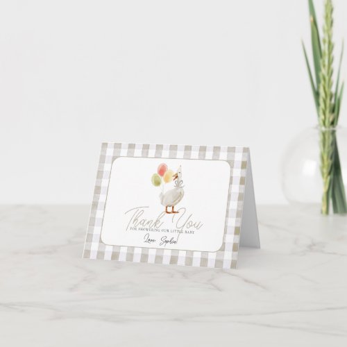 Silly Goose Beige Gingham Baby Shower