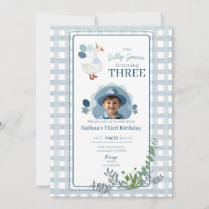 Silly Goose Birthday Any Age Blue Photo Invitation