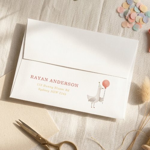 Silly Goose Birthday Envelope Pink Return Address