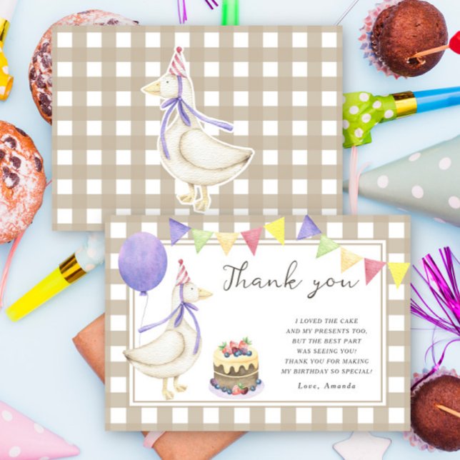 Silly Goose birthday party thank you Card (Creator Uploaded)