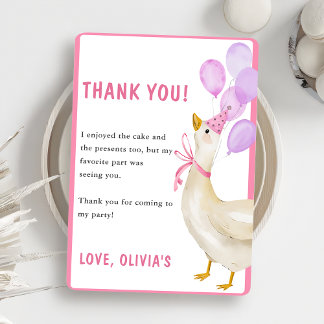 Silly Goose Birthday Party Thank You Card