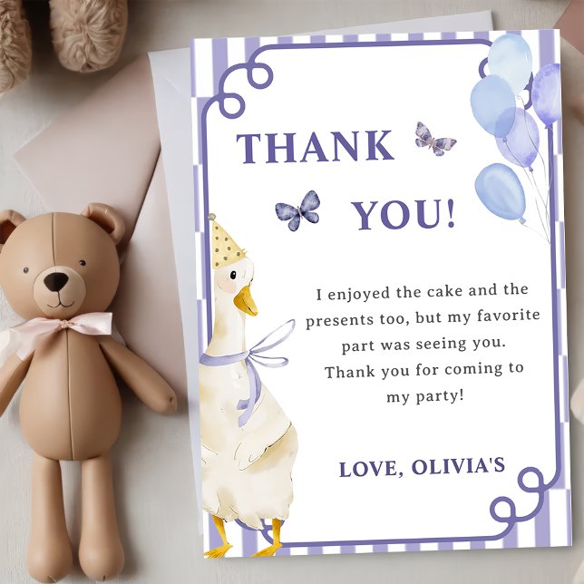 Silly Goose Birthday Party Thank You Card  (Creator Uploaded)