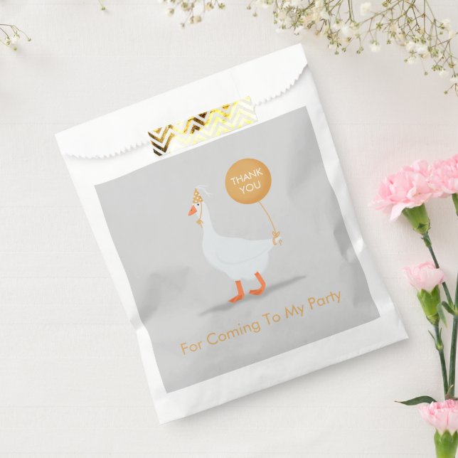 Silly Goose Birthday Thank You Gray and Yellow Favor Bag (Sealed)