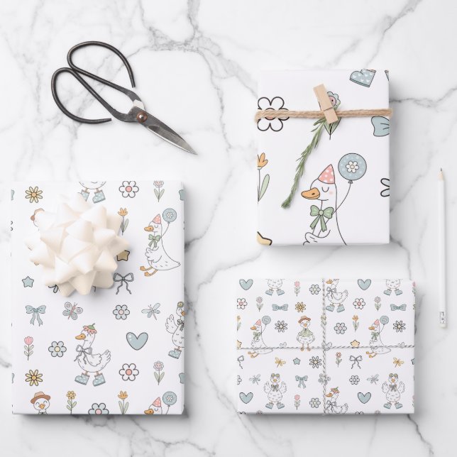 Silly Goose Birthday Wrapping Paper Sheets (Front)
