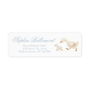 Silly Goose Blue Baby Shower Return Address Label