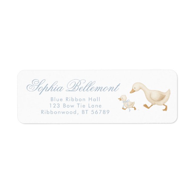 Silly Goose Blue Baby Shower Return Address Label (Front)