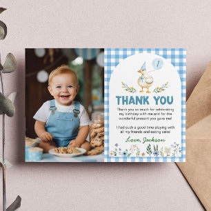 Silly Goose Blue Balloon Birthday Photo Thank You Card