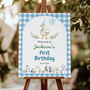 Silly Goose Blue Balloon Birthday Welcome Sign
