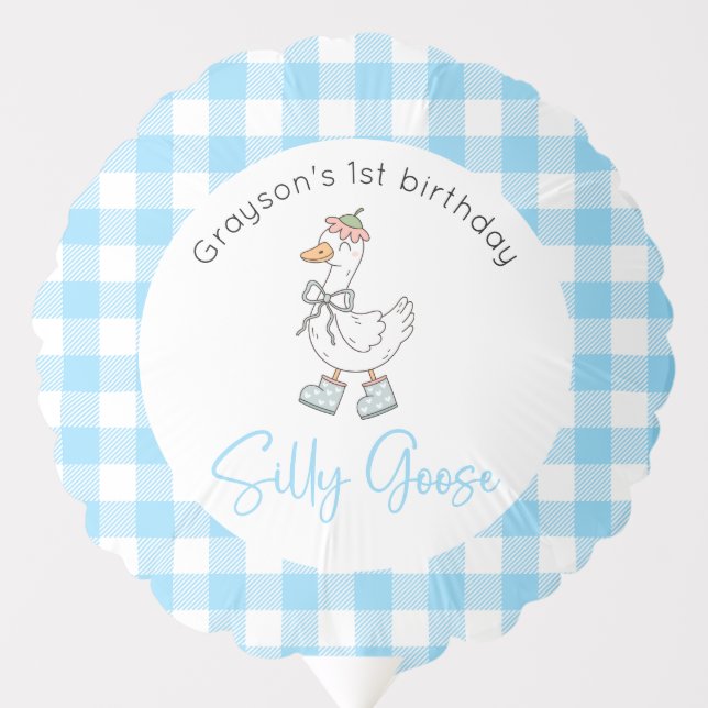 Silly Goose Blue Birthday Balloon (Front)