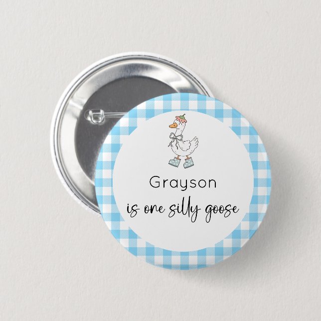 Silly Goose Blue Birthday Button (Front & Back)
