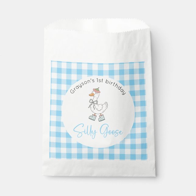 Silly Goose Blue Birthday Favor Bag (Front)